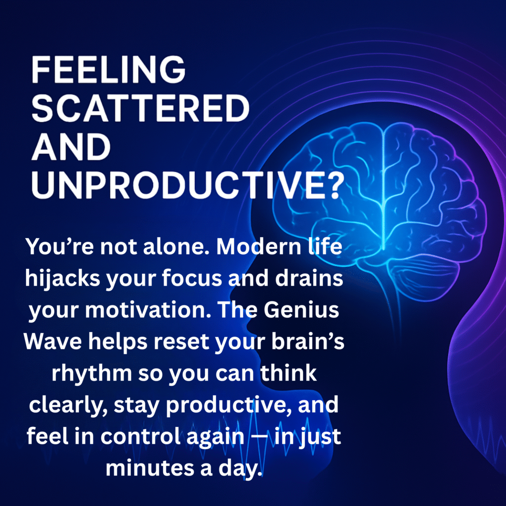 Feeling scattered and unproductive? The Genius Wave resets your brain’s natural rhythm for clarity and focus.