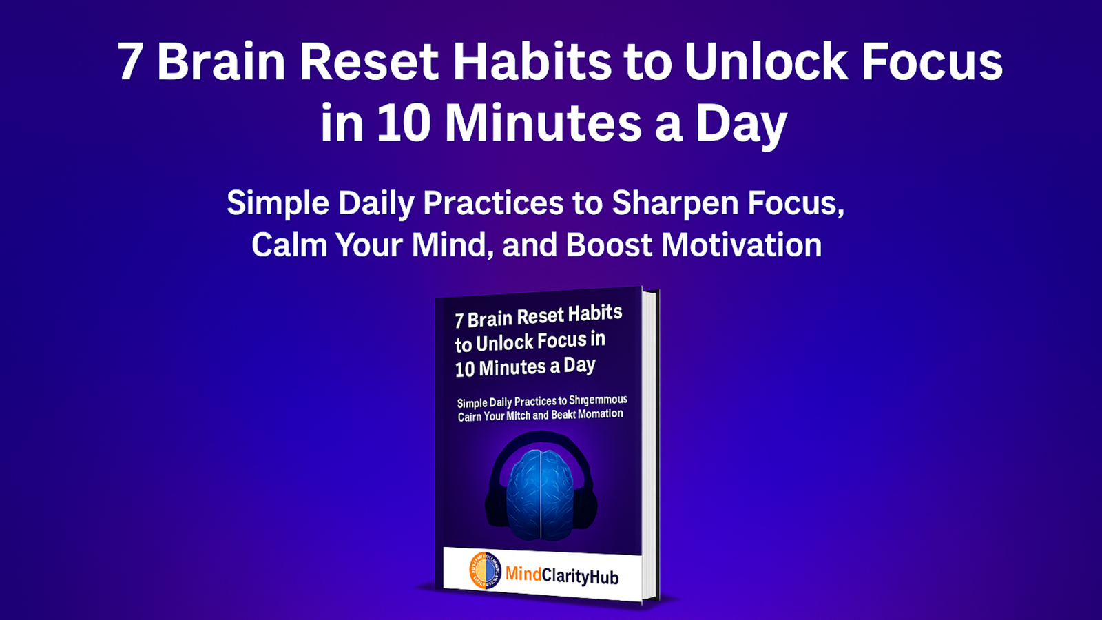 Free Brain Reset Guide cover displayed in a bold purple and orange hero banner for MindClarityHub