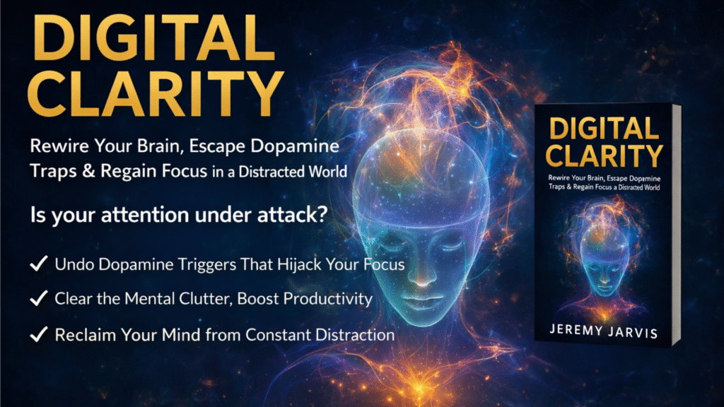 Digital Clarity book by Jeremy Jarvis — rewire your brain, escape dopamine traps, and regain focus in a distracted world (hero banner)