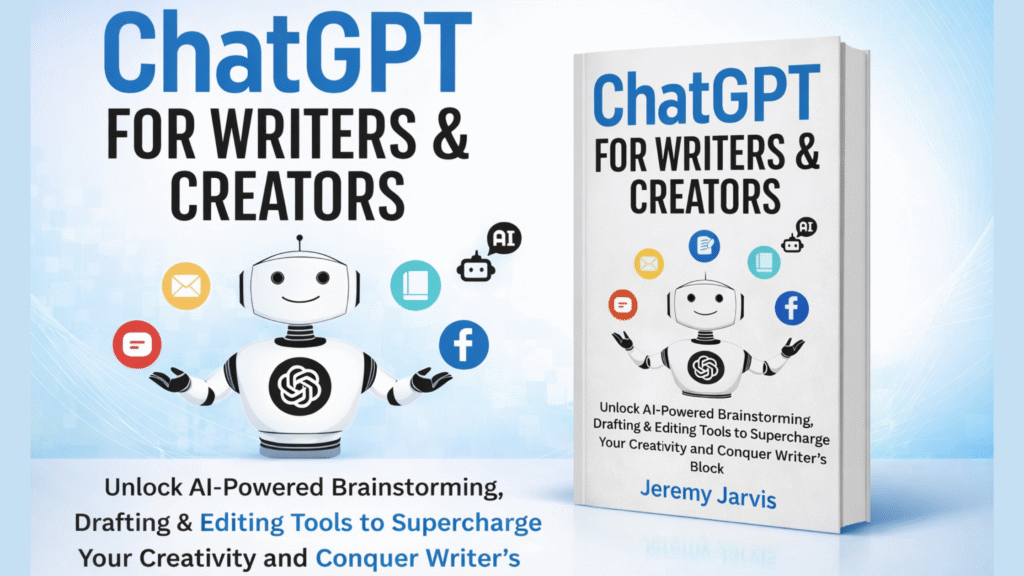 ChatGPT for Writers & Creators by Jeremy Jarvis — blog banner with robot and book cover