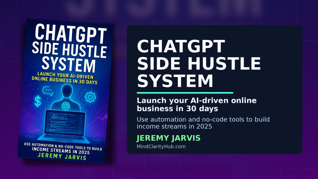 ChatGPT Side Hustle System blog banner featuring AI online business and automation theme by Jeremy Jarvis