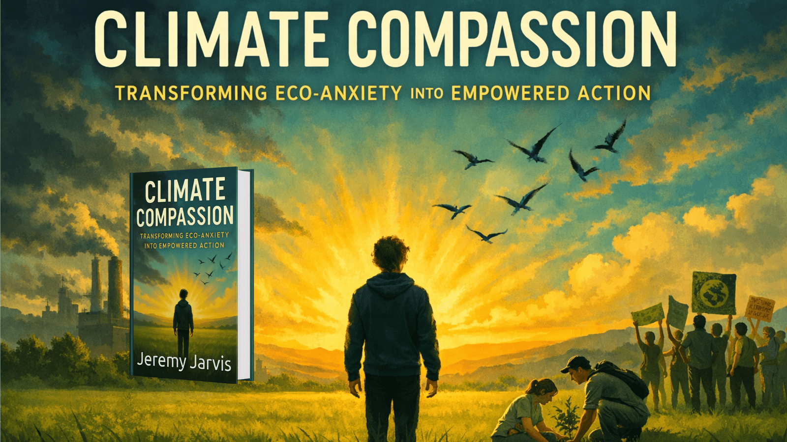 Climate Compassion book by Jeremy Jarvis — Transforming eco-anxiety into empowered action through mindfulness and sustainable living.