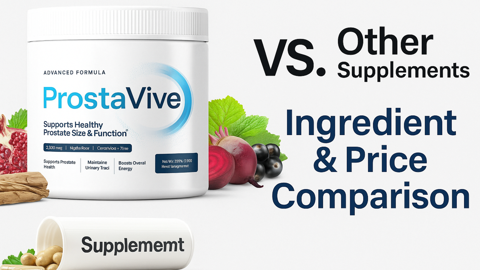 “ProstaVive bottle compared side by side with other prostate supplements on a clinical desk — ingredient and price review 2025.”