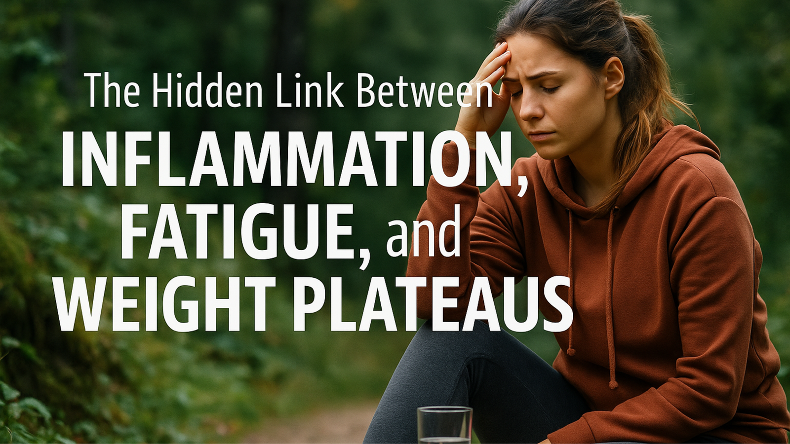 Nature-inspired wellness scene with sunrise light over forest symbolizing inflammation, fatigue, and weight plateaus