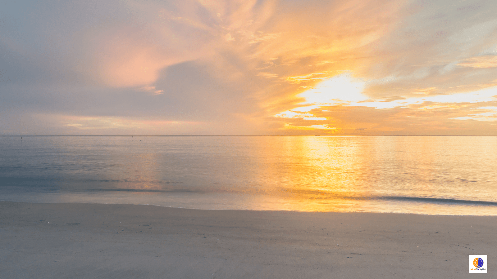 Clarity morning routine beach sunrise – calm ocean sunrise symbolizing mental clarity and refreshed executive function
